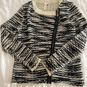 MY BELOVED brand size S/M sweater/jacket black and cream 100% acrylic
